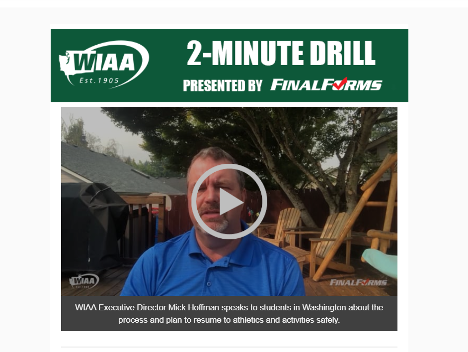 Message to Student Athletes: WIAA Fall Sports