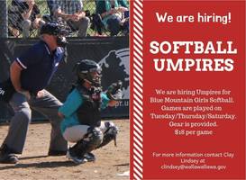 Blue Mountain Girls Softball Umpires Needed