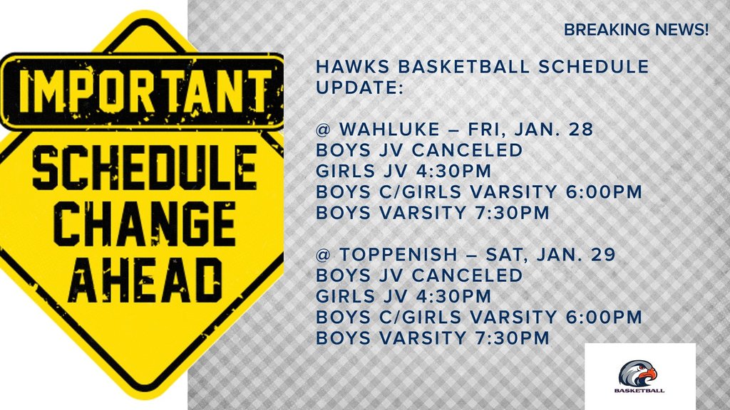 Schedule Update- Hawks basketball 